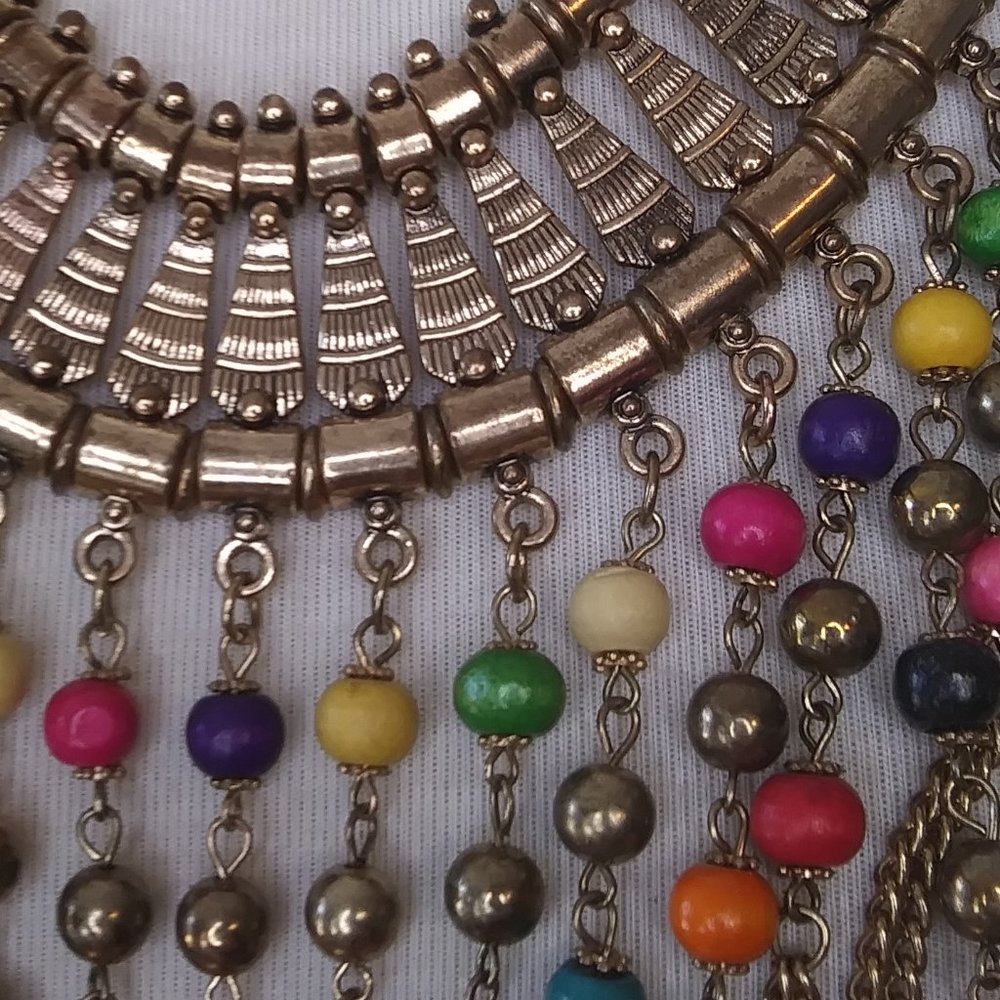Boho Bollywood Festival Gypsy Hippie  Coachella Tribal Statement Necklace - Picture 3 of 16